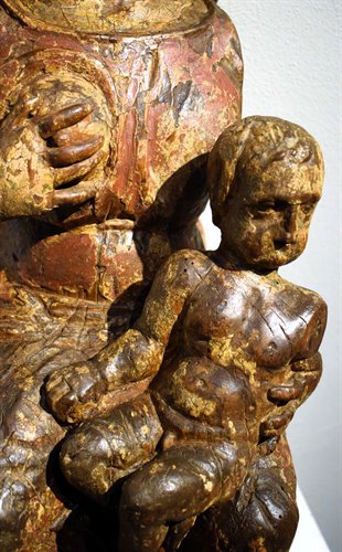 "The Virgin of the Milk"  Medieval wooden sculpture